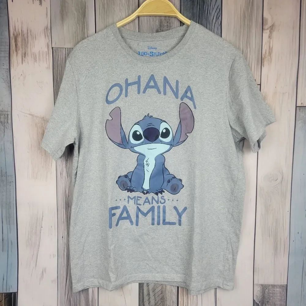 Stitch Ohana Tshirt Gray Size Large